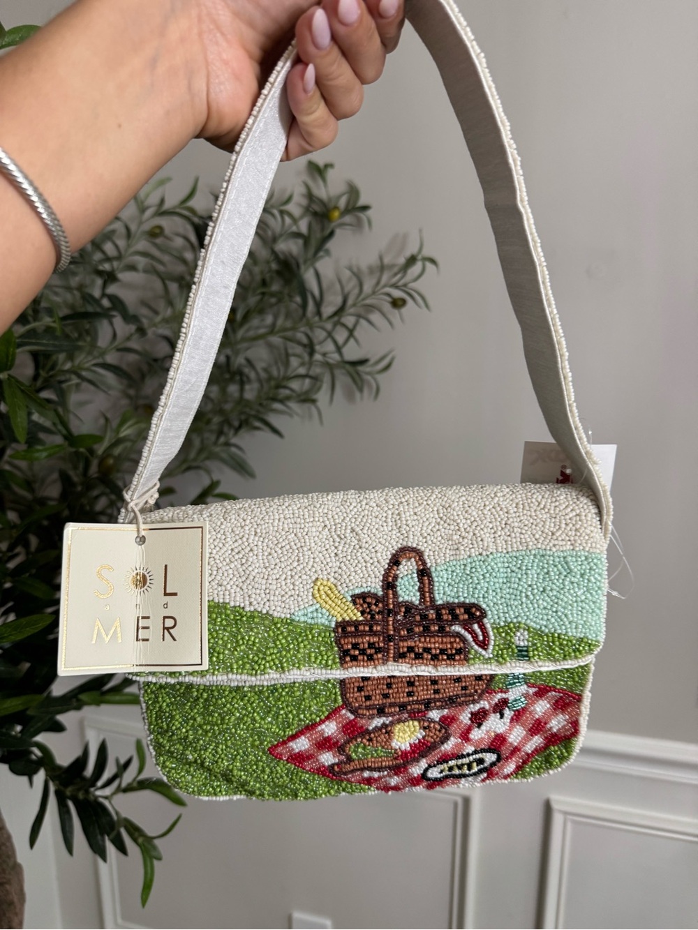 Sol + Mer Picnic Scene beaded bag